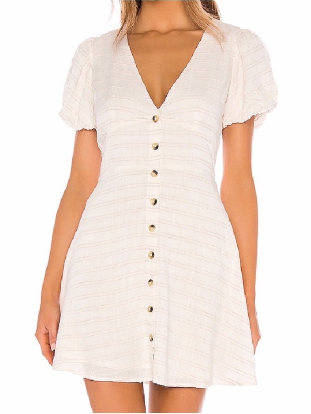 L*Space Sabrina Dress in Cream Striped Button Small